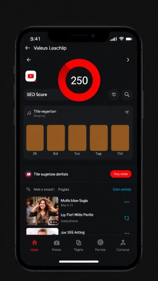 Dashboard de análise de vídeo com SEO Score
